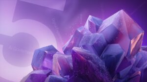 ITIL Version 5 launch graphic featuring a large number 5 with purple crystal formations and key themes including AI Governance, Digital Experience, Strategy and Transformation